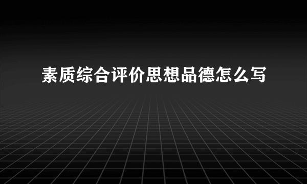 素质综合评价思想品德怎么写