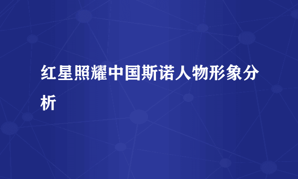 红星照耀中国斯诺人物形象分析