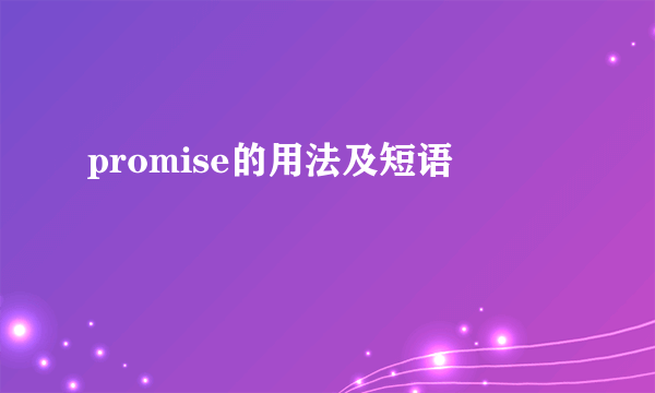 promise的用法及短语