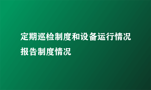 定期巡检制度和设备运行情况报告制度情况