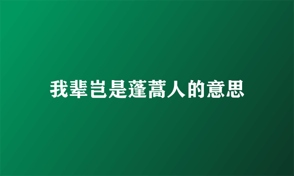 我辈岂是蓬蒿人的意思