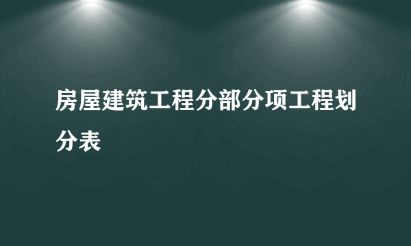 房屋建筑工程分部分项工程划分表