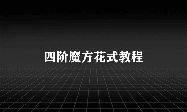 四阶魔方花式教程