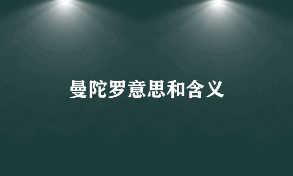 曼陀罗意思和含义