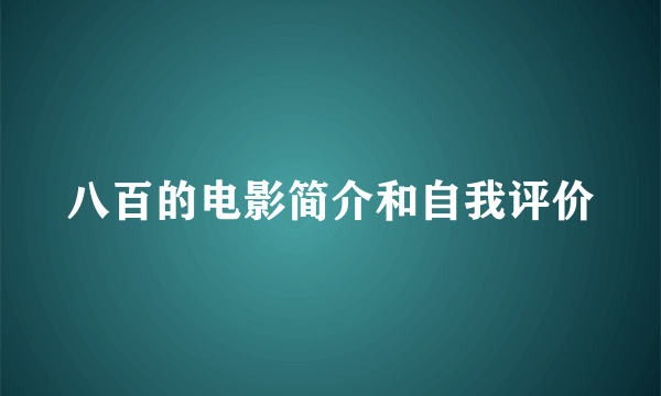 八百的电影简介和自我评价