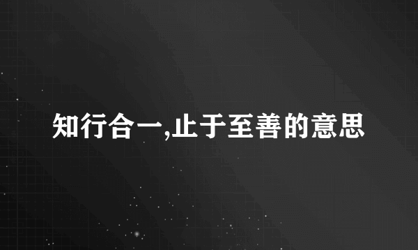 知行合一,止于至善的意思