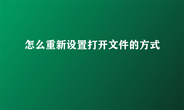 怎么重新设置打开文件的方式