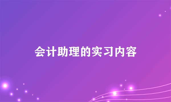会计助理的实习内容