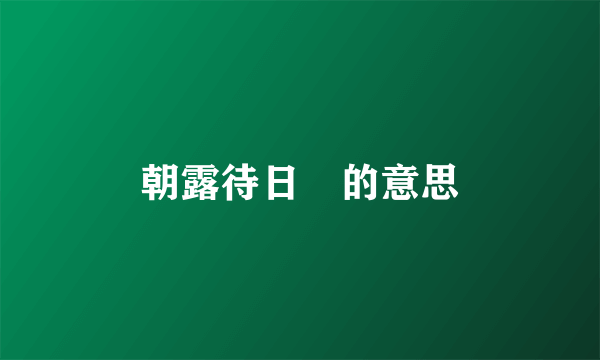 朝露待日晞的意思
