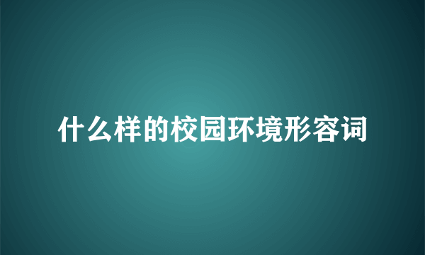 什么样的校园环境形容词