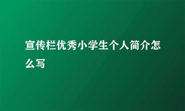 宣传栏优秀小学生个人简介怎么写