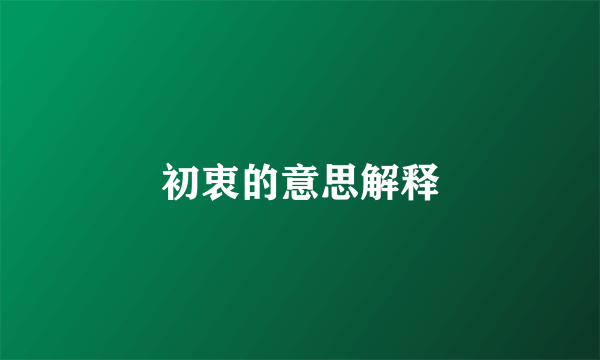 初衷的意思解释