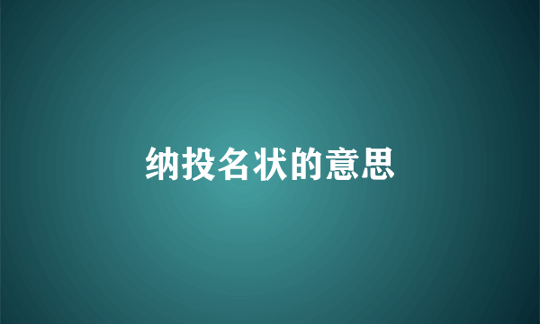 纳投名状的意思