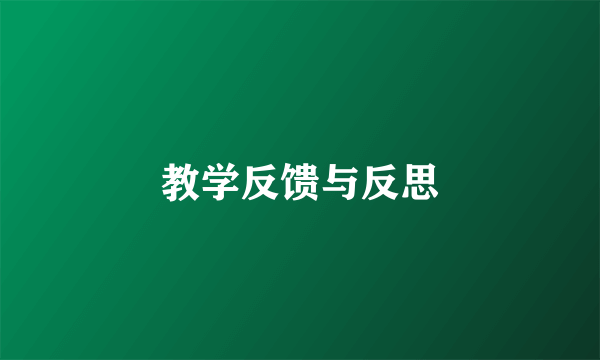 教学反馈与反思