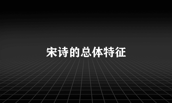 宋诗的总体特征