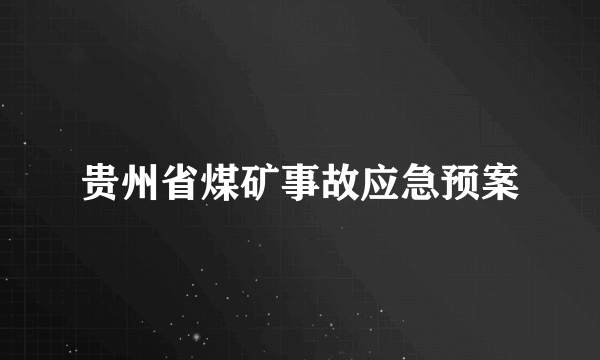 贵州省煤矿事故应急预案