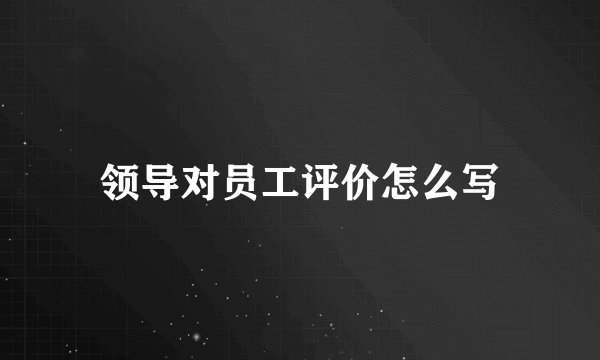 领导对员工评价怎么写