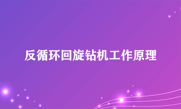 反循环回旋钻机工作原理