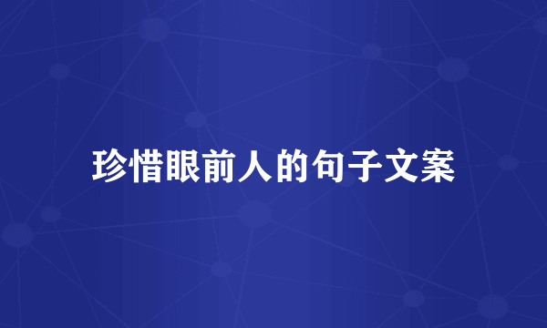 珍惜眼前人的句子文案