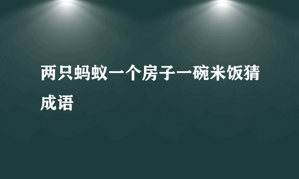 两只蚂蚁一个房子一碗米饭猜成语