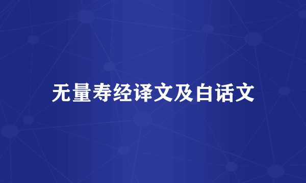 无量寿经译文及白话文