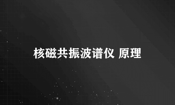 核磁共振波谱仪 原理