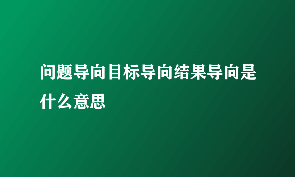 问题导向目标导向结果导向是什么意思