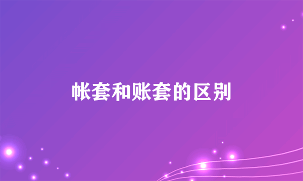 帐套和账套的区别