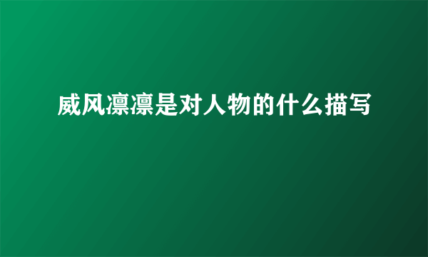 威风凛凛是对人物的什么描写