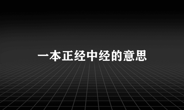 一本正经中经的意思