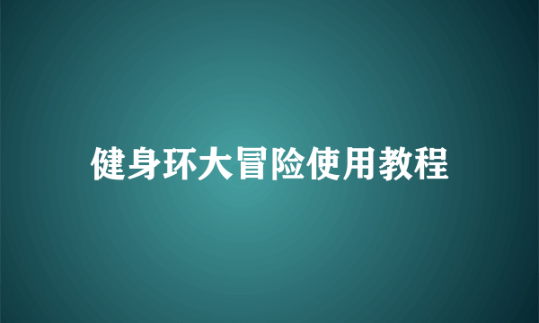 健身环大冒险使用教程
