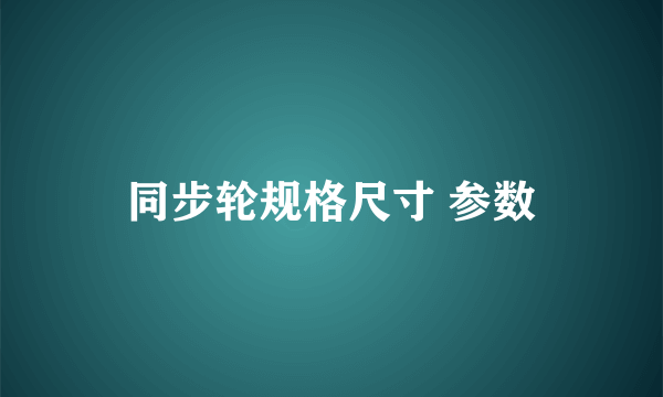 同步轮规格尺寸 参数