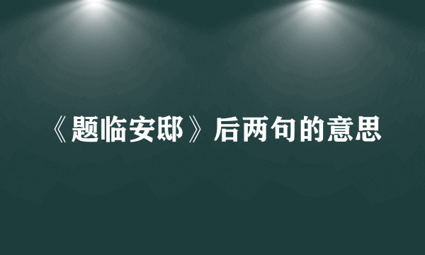 《题临安邸》后两句的意思