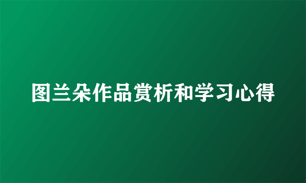 图兰朵作品赏析和学习心得