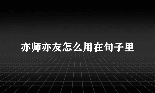 亦师亦友怎么用在句子里