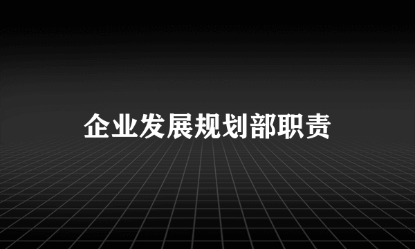 企业发展规划部职责