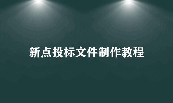 新点投标文件制作教程