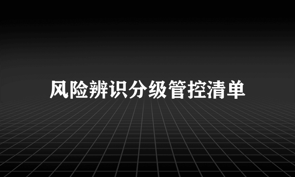 风险辨识分级管控清单
