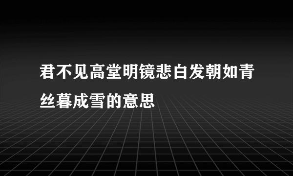 君不见高堂明镜悲白发朝如青丝暮成雪的意思