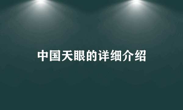 中国天眼的详细介绍