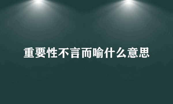 重要性不言而喻什么意思