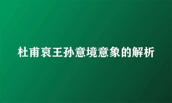 杜甫哀王孙意境意象的解析