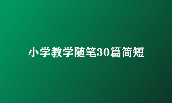 小学教学随笔30篇简短