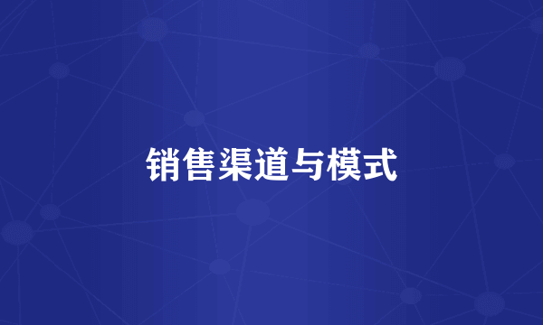 销售渠道与模式