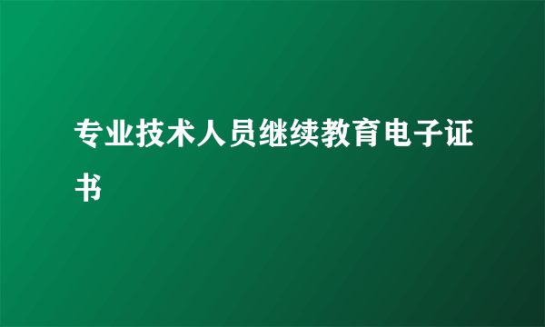 专业技术人员继续教育电子证书