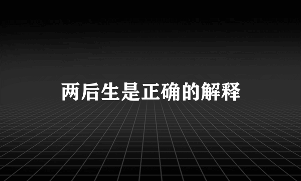两后生是正确的解释