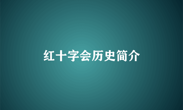 红十字会历史简介