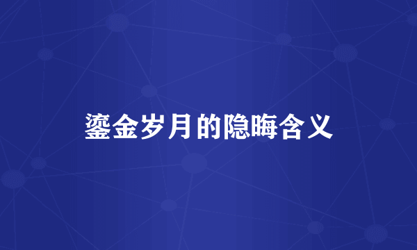 鎏金岁月的隐晦含义