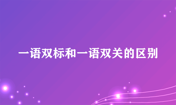 一语双标和一语双关的区别