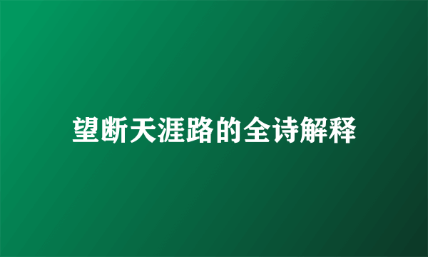 望断天涯路的全诗解释